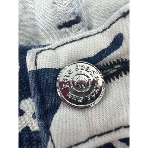 Kate Spade Broome Street Floral Print Pants Jeans Navy and White Women's Size 28 - Picture 6 of 7